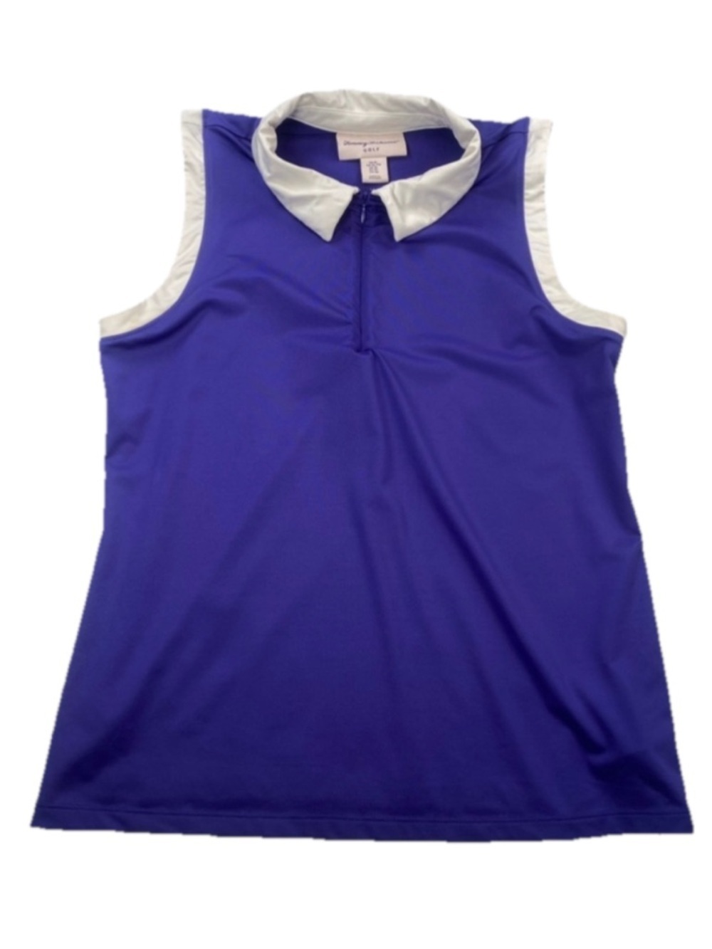 Tommy Bahama Women's Sleeveless Golf Top Blue with White Collar Size XL